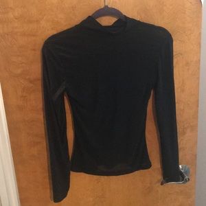 Black long-sleeved sheer see-through top